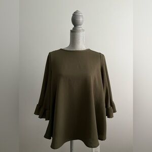 RED LOLLY Lightweight Moss Green Blouse Size S/M